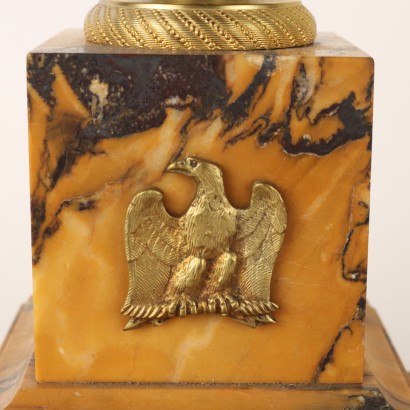 Tintenfass Gelbes Marmor Vergoldeter Bronze Italien XIX Jhd