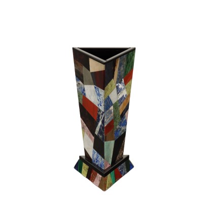 Vase Ancien en Forme Triangulaire Pierres Dures des Années 1970-80