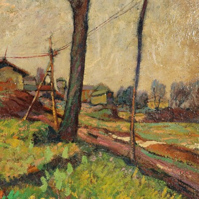 Landscape in Brianza Oil on Canvas Italy XX Century