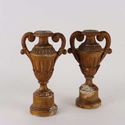 Paire de Vases en Style Néoclassique Bois Italie XIXe Siècle
