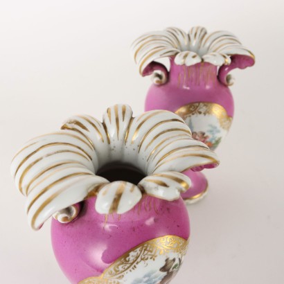 Ancient Vases KPM Porcelain Germany \'800 Pink Gold Decorations