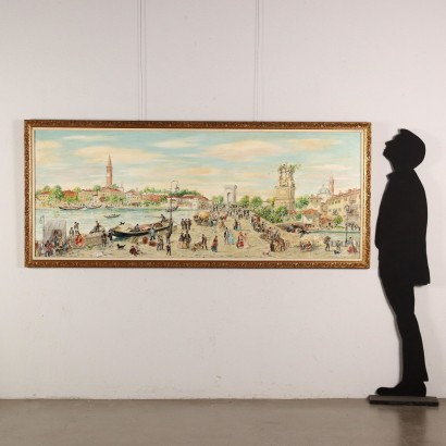 art, Italian art, twentieth-century Italian painting, Painting by Pierangelo Basorini, City view, Pierangelo Basorini, Pierangelo Basorini, Pierangelo Basorini