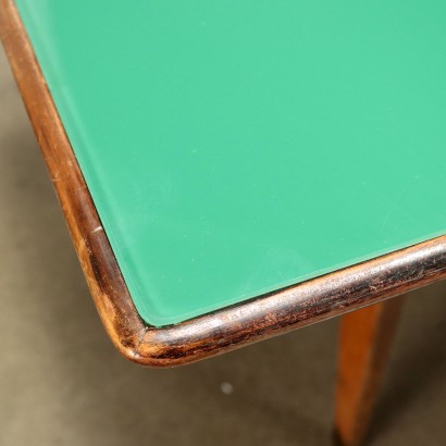 Vintage Italian Table from the 1950s-60s Exotic Wood Veneered Glass