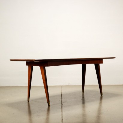 Vintage Italian Table from the 1950s-60s Exotic Wood Veneered Glass