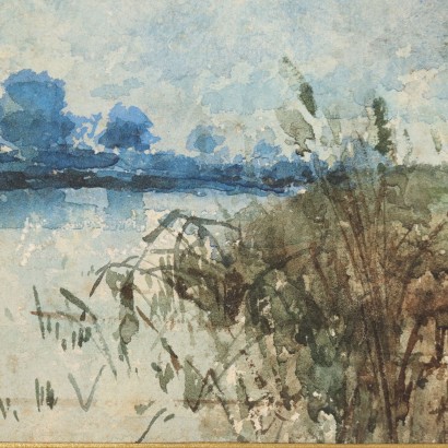 Antikes Gemälde Landschaft Giuseppe Gabani Aquarell auf Papier \'800