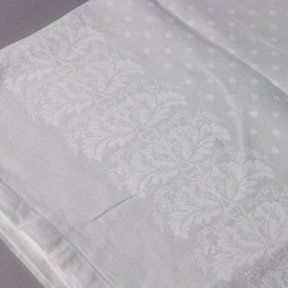 Ancient Rectangular Tablecloth Flax Napkins Italy \'900 White