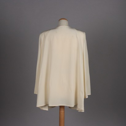 Vintage Jacket by Mila Schön Silk Size 14 Creamy Color Milan 1980s