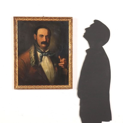 Tableau Ancien \'900 Portrait Masculin Huile sur Toile Cadre Contempora