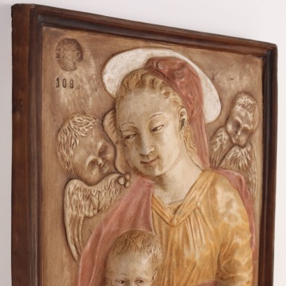 Virgen con el Niño Bajorrelieve en yeso