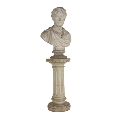 Buste Ancien de Jules César Pro. Lischi Rome '800-'900 Colonne Ciment