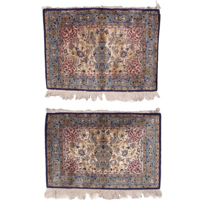 Vintage Isfahan Teppiche Iran 50er Jahre Wolle Seide Extra-Fein Knoten