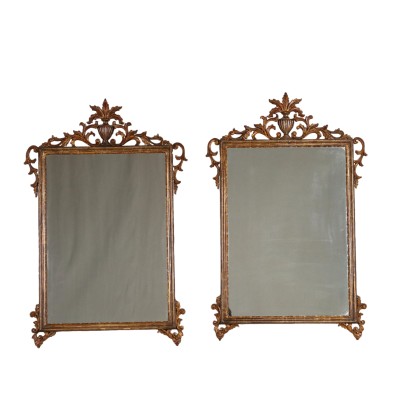 Miroirs Anciens '900 Cadre en Bois Gravé Doré Grecques Rocaille