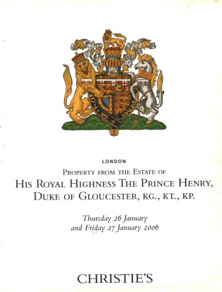 Property from the Estate of His Royal Highness The Prince Henry, Duke of Gloucester, KG., KT., KP.