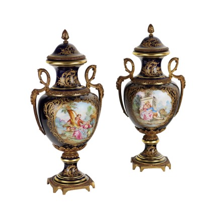 Vases Anciens Moitié du '900 Porcelaine de Sèvres Bronze Doré