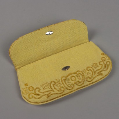 Vintage Yellow Clutch Bag with Beads