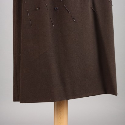 Robe vintage brodée marron foncé