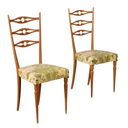 Vintage Chairs from the 1960s Beech Wood Spring Padding Cloth