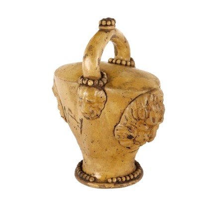 Pot Ancien Rustique Moitié du '800 Majolique avec Masques Objéts