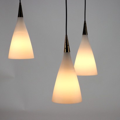 Vintage Ceiling Lamp from the 1960s Brass Opaline Glass Lighting