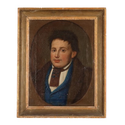 Retrato pintado de un hombre joven