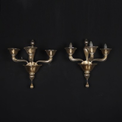 Paire d' Appliques Italie XXe Siècle Antiquités Lampes et Lampadaires
