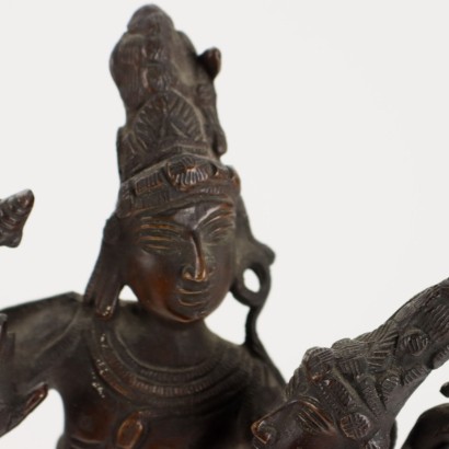Krishna mit einer Gopi-Bronzeskulptur
