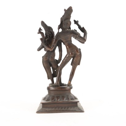 Krishna avec une sculpture en bronze de Gopi
