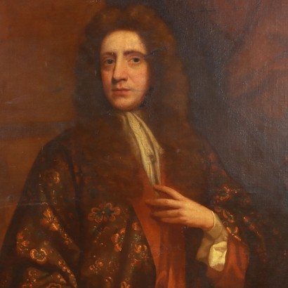 Retrato de hombre pintado con túnica, Retrato de hombre con túnica de flores