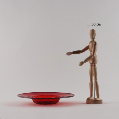 ZECCHIN RED PLATE, Vittorio Zecchi Blown Glass Plate