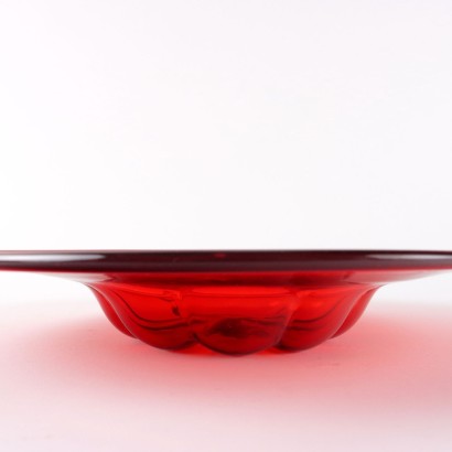 ZECCHIN ROTER TELLER, Vittorio Zecchi Mundgeblasener Glasteller
