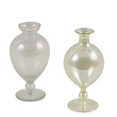 Pair of Single Flower Murano Glass Vases Italy XIX Century