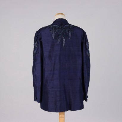 Chaqueta Shantung de seda azul vintage