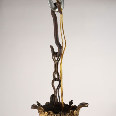 lampadario bronzo dorato ,Lampadario Neogotico in Bronzo Dorato