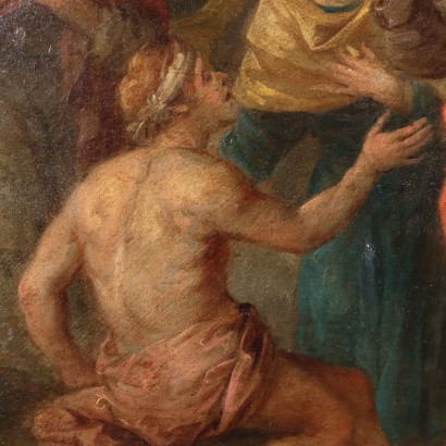 Pintado con Escena de Curación del siglo XVII, Escena de curación milagrosa.