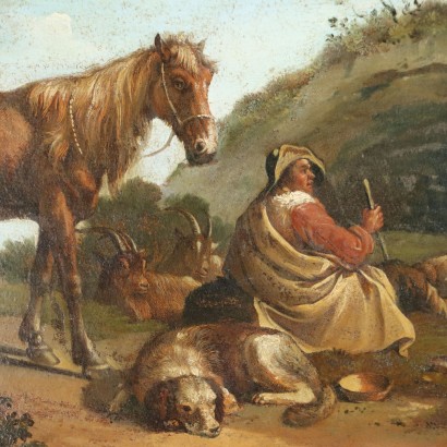 Gruppe von vier Gemälden mit Szenen Pa,Gruppe von vier pastoralen Szenen