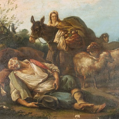 Gruppo di quattro Dipinti con Scene Pa,Gruppo di quattro scene pastorali