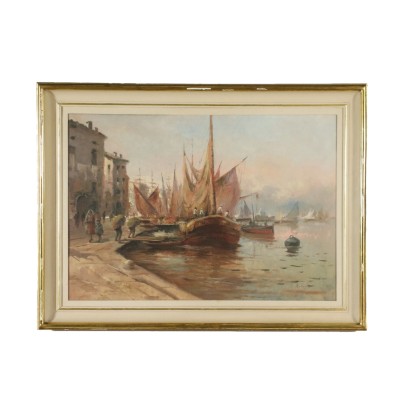 art, art italien, peinture italienne du XXe siècle, Vue du Port