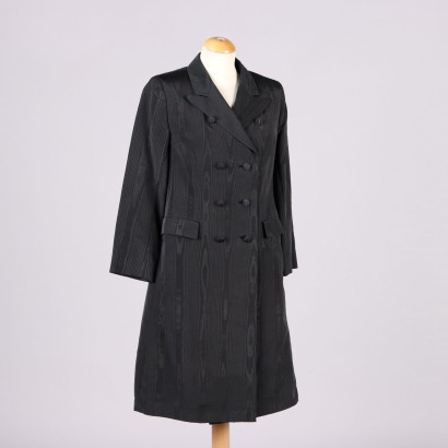 Pardessus Vintage Curiel Taille M des Années 40-50 Satin Noir Vêtement