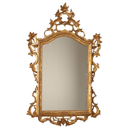 Antique Baroque Style Mirror Gilded Wood Italy XX Century