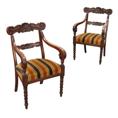 Ancient Armchairs Regency Style Second Quarter '800 Wood