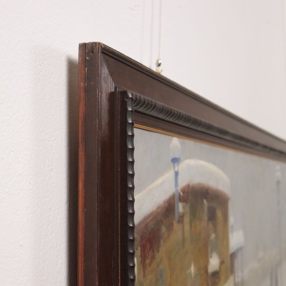 Großes Gemälde mit Verhaftungsszene in, Die Verhaftung, Großes Gemälde Aleardo Vill zugeschrieben, Winterszene, Aleardo Villa