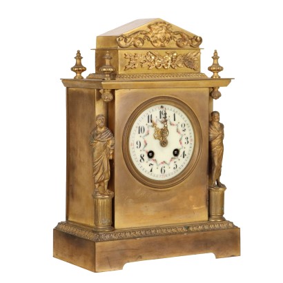 Horloge d'Appui en Bronze Ancien du XIXe Siècle
