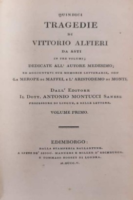 Fifteen tragedies by Vittorio Alfieri from