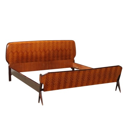 Vintage Bett der 50er-60er Jahre Exotisches Holz Furniert Eben