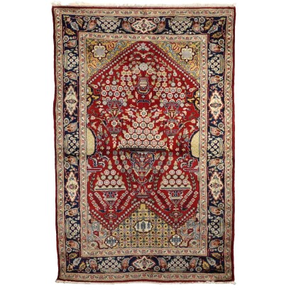 Antiker Jaipur Teppich Baumwolle Wolle Indien Feiner Knoten