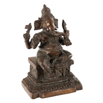 Sculpture Ancienne d'une Ganesha '900 Bronze Position Lalitashana