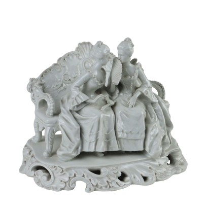 Groupe Sculptural en Porcelaine Blanche Gi