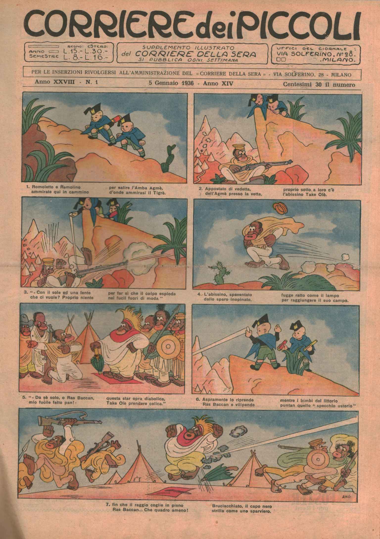 Corriere dei piccolo 1936 (52 Ausgaben -, Corriere dei piccolo 1936. Vollständiger Jahrgang
