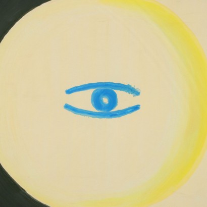 Tableau Contemporain L'Oeil dans l'Espace 1968 Huile sur Toile
