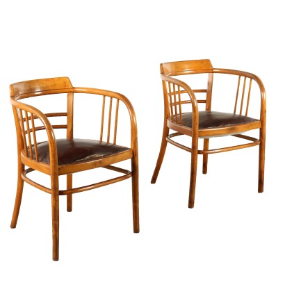 Vintage Stühle der 50er Jahre Buchneholz Kunstleder Mobiliar